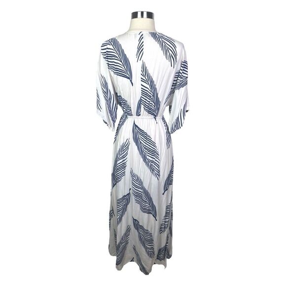 Lulus Sign of the Times White and Navy Blue Leaf Print Maxi Dress - Size XS - Picture 5 of 8
